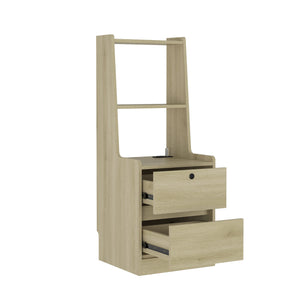English Elm Nightstand Wood Bedside Tower with Built-in Charging Usb Ports and Voice Light W1321P352105