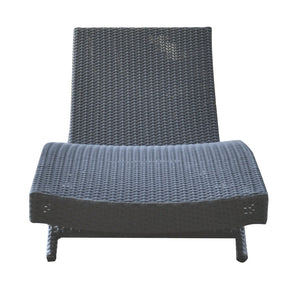 English Elm Delarie Outdoor Adjustable Wicker Chaise Lounge Chair - Black Aluminum Frame, UV/Water Resistant, Ergonomic Comfort 78" B2736P354344