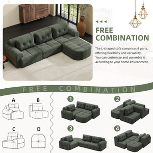 English Elm Modular Sectional Sofa with Chaise Full Foam Build Woven Fabric for Living Room Blackish Green W2379S00006