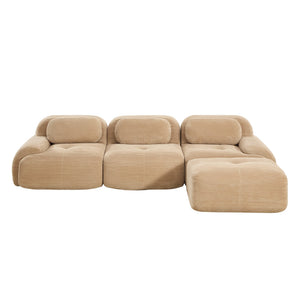English Elm L-shaped Modular Corduroy Sectional Sofa Ergonomic Low Profile Living Room Seating Camel W714S01240