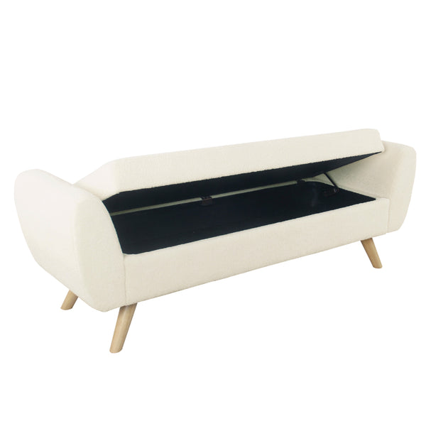 English Elm Rae Sherpa Upholstered Storage Ottoman Bench with Hinged Lid and Wood Legs B056P412630