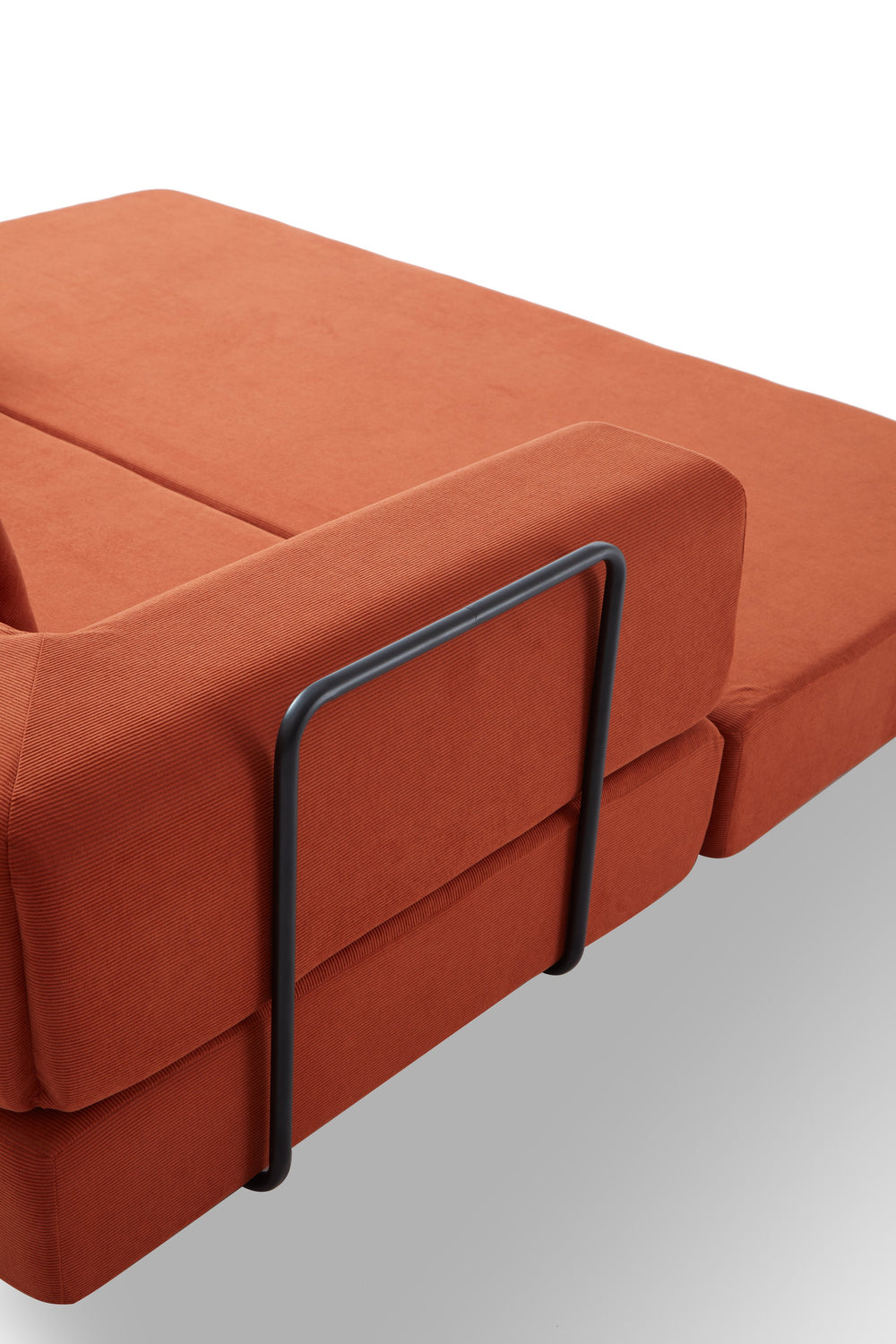 English Elm Convertible Floor Sofa Bed Corduroy Upholstered Lounger with Bolster Pillow Studio W1960P412224