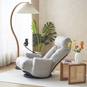 English Elm Adjustable ergonomic gaming lounge chair with 360° swivel, spring seat comfort and phone holder Gray W244P172639