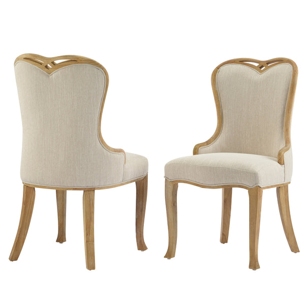 English Elm Christopher Knight Home® - Heart-Back Wingback Dining Chairs Set Of 2 – Elegant Upholstered Seating With Natural Wood Legs N768P283429N