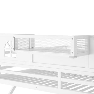 English Elm Queen Size Loft Bed With House-Shaped Guardrails, Stairs & Wardrobe - Perfect For Kids & Teens! W2593S00038-GIGA