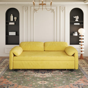English Elm Dual-Purpose Velvet Sofa Bed Blue Black Pink - Stylish Retractable 2-Seater with Solid Wood Frame, 500lb Support W3371P302134