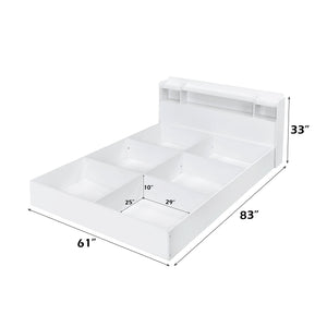 English Elm Perse White Finish Queen Bed with Storage Headboard & Base, 6 Open Compartments, 6 Boxes B2726S00570