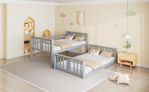 English Elm Twin Over Kids Bunk Bed with Slide Ladder Pine Frame White Finish LT000108AAE-1