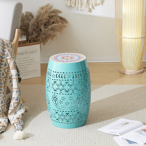 English Elm Christopher Knight Home® - Ruby 12" Teal Mosaic Side Table - Handcrafted Ceramic & Iron Base For Indoor/Outdoor Charm N770P182376T