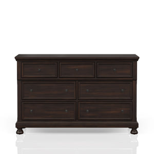 English Elm Seven Drawer Dresser Solid Wood & MDF Construction with Ample Storage, Transitional Design, Top Seller Finish Cherry 62.75 L x 20.75 W x 36.75 H B2699P208283