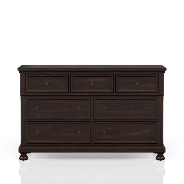 English Elm Seven Drawer Dresser Solid Wood & MDF Construction with Ample Storage, Transitional Design, Top Seller Finish Cherry 62.75 L x 20.75 W x 36.75 H B2699P208283