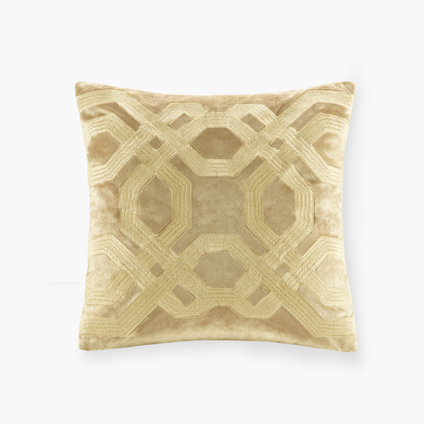 English Elm Square Japanese Braid Velvet Pillow 18x18 Embroidered Corded Piping Goose Feather Insert Plush Luxury Gold 16.93 L x 16.93 W x 4.72 H B035129199