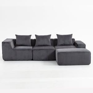English Elm Modular Corduroy Sectional with Deep Foam Seating Low Profile Living Room Couch W3326S00014