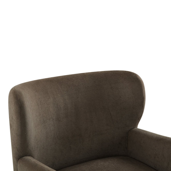 English Elm Christopher Knight Home® - Parmelee Upholstered Wingback Club chair in Velvet with Solid Wood Legs, Mid-Century Comfort Design Almond,Dark Brown,Teak 30.85 L x 30 W x 27 H N776P265764P