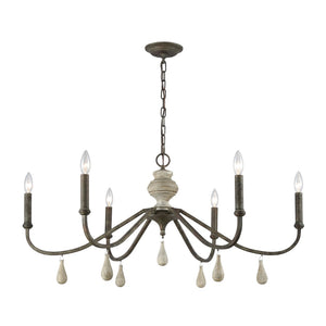 French Connection 38'' Wide 6-Light Chandelier - Malted Rust D3871 Elk Home