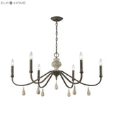 French Connection 38'' Wide 6-Light Chandelier - Malted Rust D3871 Elk Home