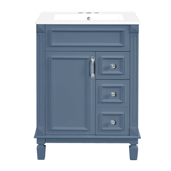 English Elm 24" French Inspired Bathroom Vanity with Ceramic Basin Soft Close Cabinet and 2 Drawers N710P318989C