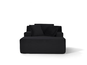 English Elm 66-inch Corduroy Sleeper Lounge Chair Oversized Foam Sofa Bed for Living Room Studio Black W5527P461213