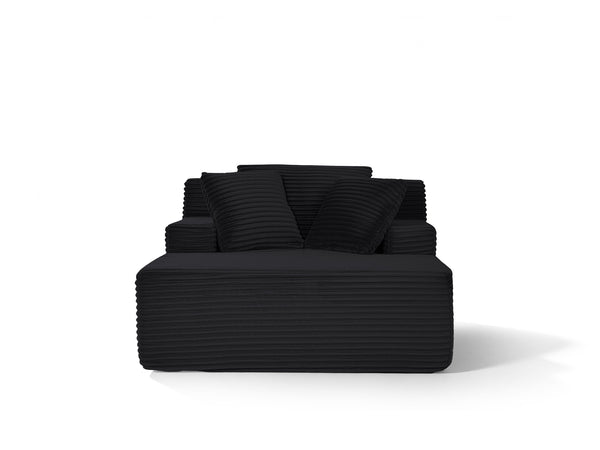 English Elm 66-inch Corduroy Sleeper Lounge Chair Oversized Foam Sofa Bed for Living Room Studio Black W5527P461213