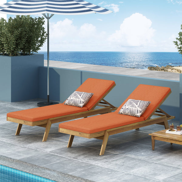 English Elm Christopher Knight Home® - Caily Chaise Lounge Set - Stylish Acacia Wood Loungers With Adjustable Backrests & Cushions For Comfort 71346.00ORG