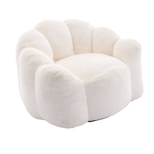 English Elm Lotus memory foam bean bag sofa with pull ring — anti-fouling faux fur, non-slip base, cozy support White W2311P357139