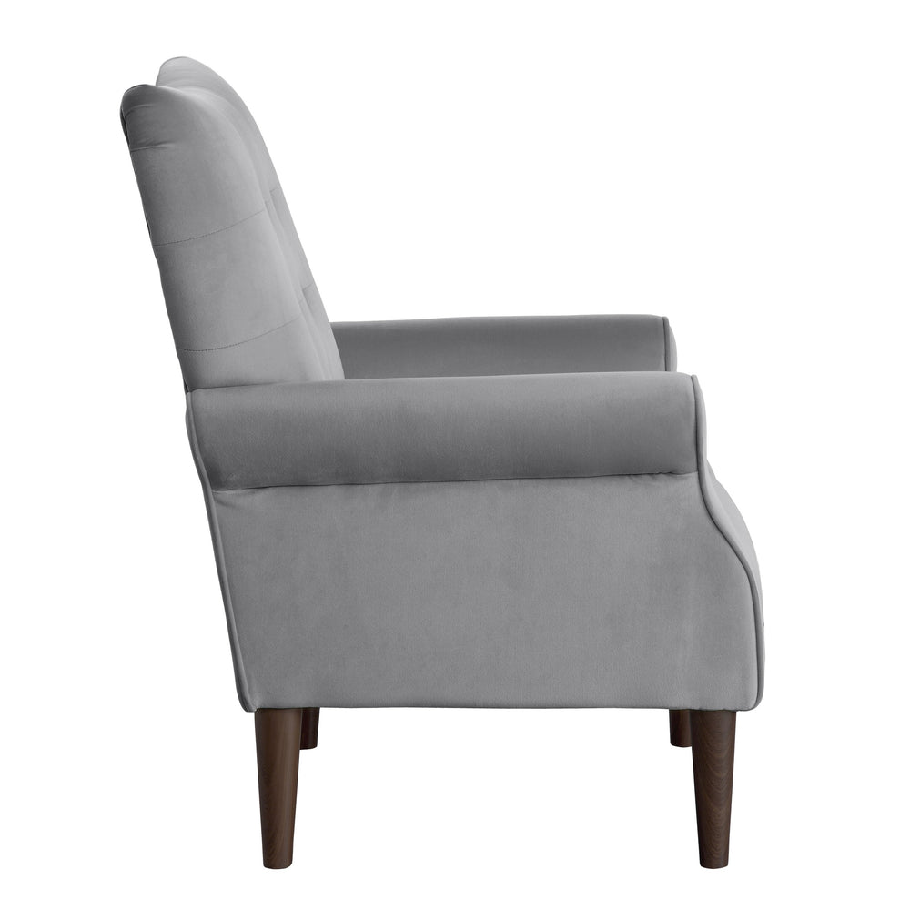 English Elm Classic Dark Gray Velvet Accent Chair Tufted Back Contoured Arms Seat Cushion 30x31.5x38.5" Elegant Seating B011P283272