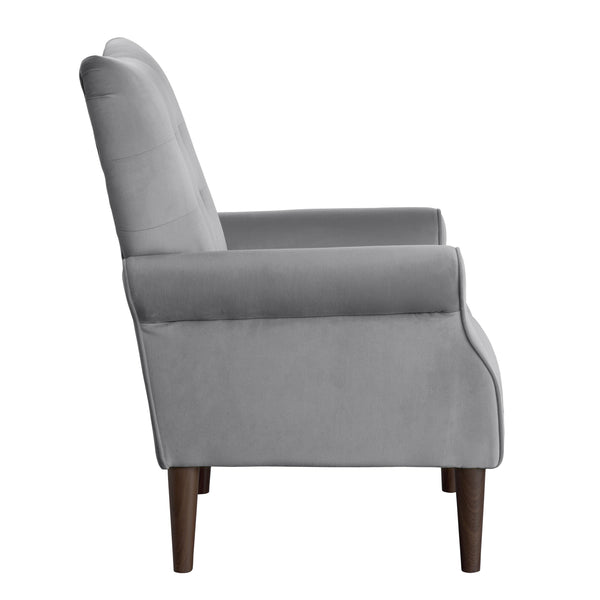 English Elm Classic Dark Gray Velvet Accent Chair Tufted Back Contoured Arms Seat Cushion 30x31.5x38.5" Elegant Seating B011P283272