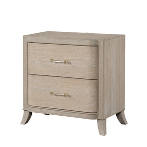 English Elm Transitional Oak Veneer Nightstand with Usb Charging Dovetail Drawers Acrylic Pulls B2741P435317