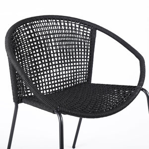English Elm Snack Woven Rope Steel Stackable Dining Chairs Bistro Set of Two Modern Outdoor B2736P464890