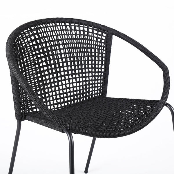 English Elm Snack Woven Rope Steel Stackable Dining Chairs Bistro Set of Two Modern Outdoor B2736P464890
