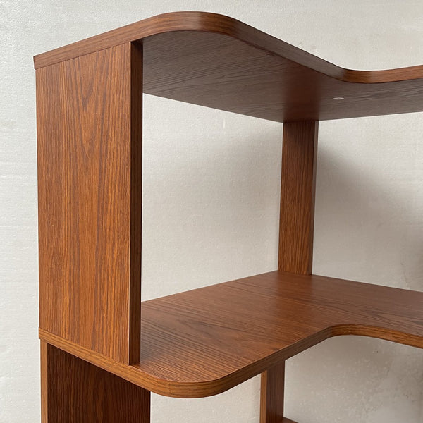 English Elm 6 Tier Freestanding L-Shaped Corner Bookshelf with Anti-Tip, Rounded Corners, 3D Wood Grain Finish Dark Oak W2899P372855