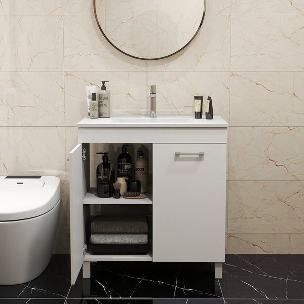 English Elm 32-Inch Floor-Mounted Bathroom Vanity With Sink Combo - Elegant Design, Soft-Close Doors, Adjustable Feet W3151S00031