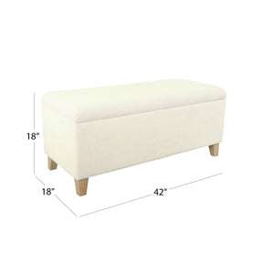English Elm Liv Sherpa Upholstered Storage Ottoman Bench with Hinged Lid and Wood Base B056P416984