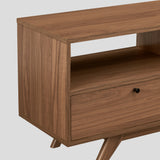 Kela 70" Mid-Century Modern TV Stand with Stylish Storage, Open Cubbies & Faux Drawers - Mocha