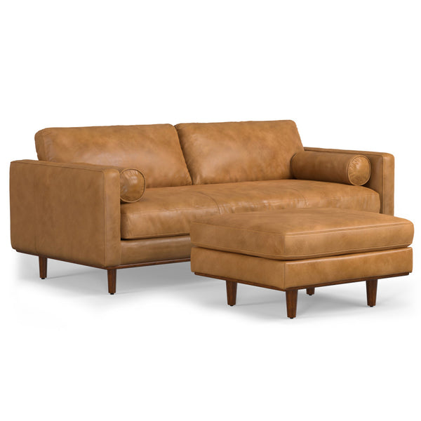 English Elm Morrison 89-Inch Leather Sofa And Ottoman Set – Mid-Century Modern Comfort For Stylish Living Spaces B136P199262