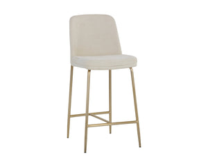 Sunpan Zeke Counter Stool - Stylish Modern Design with Comfortable Curved Backrest for Contemporary Spaces Antique Brass / Bergen Ivory