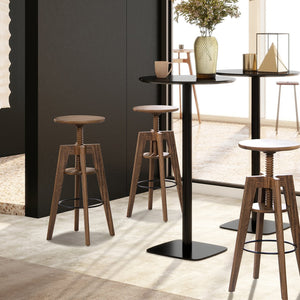 English Elm Jennifer Taylor Home - Spencer Oak Adjustable Bar Counter Stool in Walnut Brown — Minimalist Scandinavian Design, Durable Solid Wood, Ergonomic Footrest B2719P252308