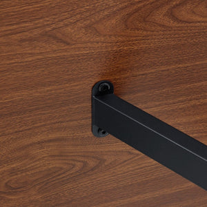 English Elm Table Set – Industrial Walnut Dining Table With 8 Brown Tech Fabric Chairs & Black Metal Legs, 71"X39" W1151S02440-GIGA