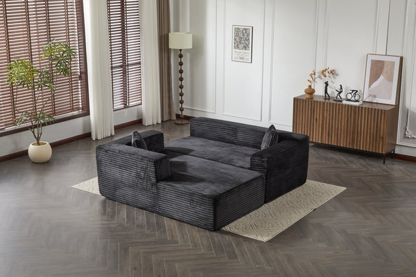 English Elm Compression Modular Sectional Couch With Soft Chaise, Versatile L-Shape Sofa For Cozy Living Spaces W3723S00001