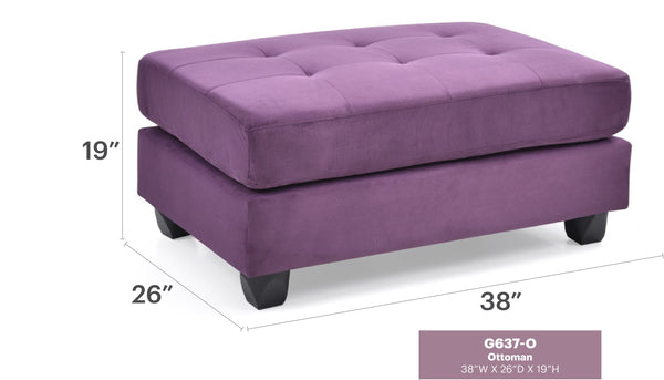 English Elm Vibrant Purple Microfiber Ottoman 19"H x 38"W x 26"D – Contemporary Compact Accent Seat, Lightweight, Assembly Required B078108357