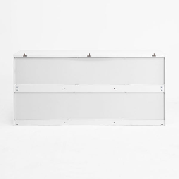 English Elm 9 Drawer Handleless White Matte Dresser Sleek Minimalist Storage for Bedroom or Hallway W409S00022