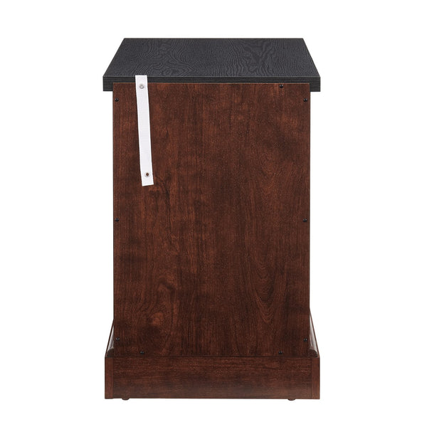 English Elm Farmhouse Rustic End Table with Barn Door Concealed Storage, Metal Handle, Retro Decor, Sturdy Base Oak W2275P192794
