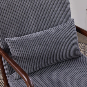 English Elm Mid-Century Upholstered Accent Chair Antique Dark Grey — Ergonomic Solid Wood Frame, Cozy Pillow Seat W2989P295372