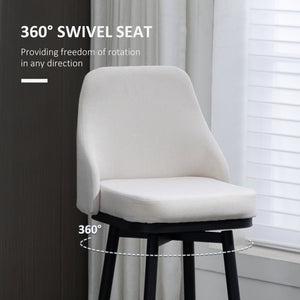 English Elm Homcom Swivel Barstools Set of 2 Foam Padded Linen Seats with Steel Frame W2225P229722