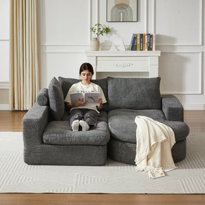 English Elm 99-Inch Chenille Cloud Curved Sectional Sofa With Reversible Chaise For Stylish Living Spaces W834S00477