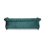 Christopher Knight Home® - Noble House - - 84-Inch Teal 3-Seater Velvet Sofa – Button Tufted With Nailhead Trim, Curved Backrest, And Rolled Arms, Stylish And Elegant Couch For Modern Living Rooms, Durable Upholstery, Luxury Design