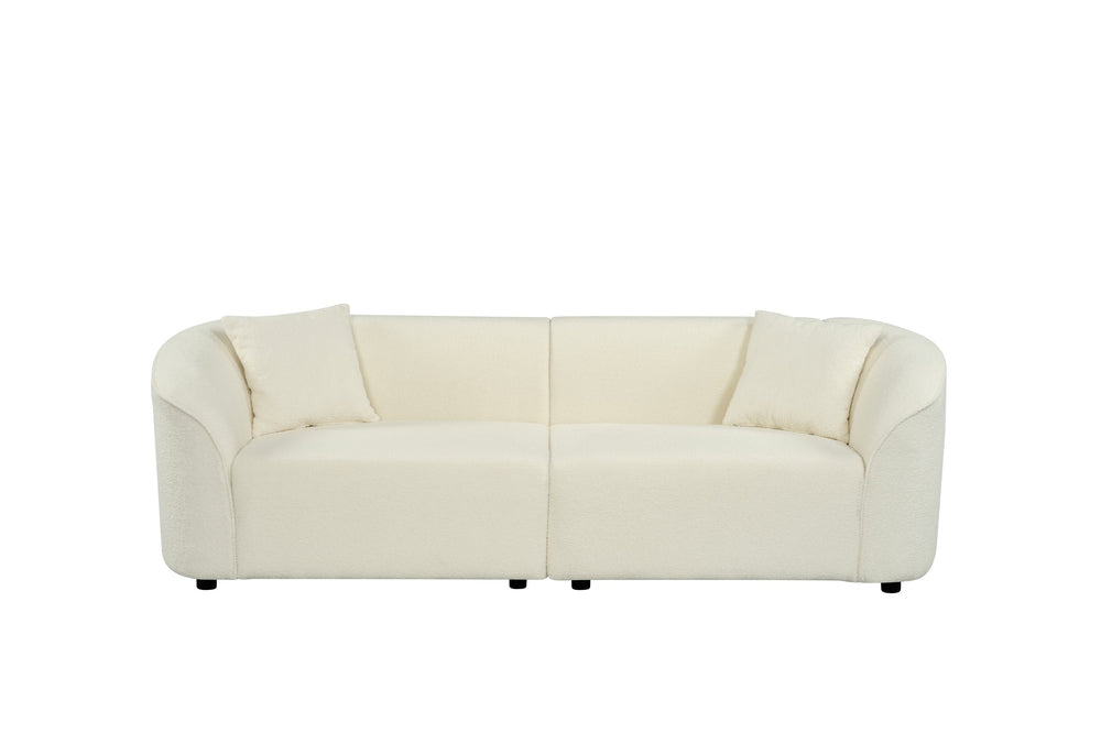 English Elm Christopher Knight Home® - 87" Curved Sofa In Beige: Luxurious Bouclé Fabric, Modern Design & Sturdy Frame For Stylish Living Spaces N767P2323857U