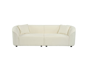English Elm 87" Curved Boucle Sofa Sculptural Low Profile Design for Contemporary Living Rooms N767P354840U