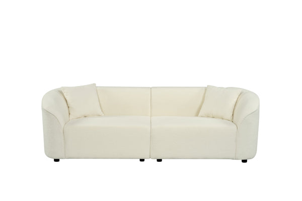 English Elm 87" Curved Boucle Sofa Sculptural Low Profile Design for Contemporary Living Rooms N767P354840U