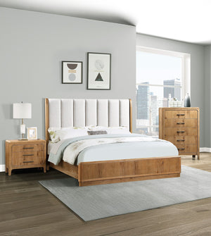 English Elm 1pc Five-Drawer Wood Chest 38"W x 18"D x 52"H – Elegant Bedroom Storage with Metal Hardware and Smooth Finish Natural Wood+Brown 41 L x 21 W x 55 H B2741P346380